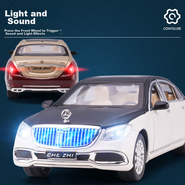 Chiyuchewan 1:24 масштаб Maybach S600 розкішний седан лита модель автомобіля іграшка подарунок для хлопчиків - зображення 5