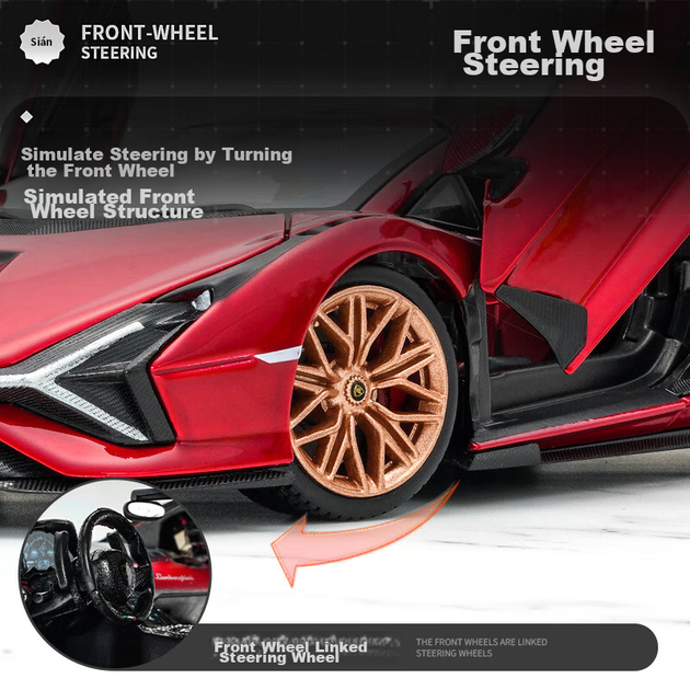 Модель автомобіля Bimeigao 1:24, Lamborghini Aventador FKP 37, реалістична іграшкова модель автомобіля зі сплаву, подарунок для хлопчиків - зображення 6