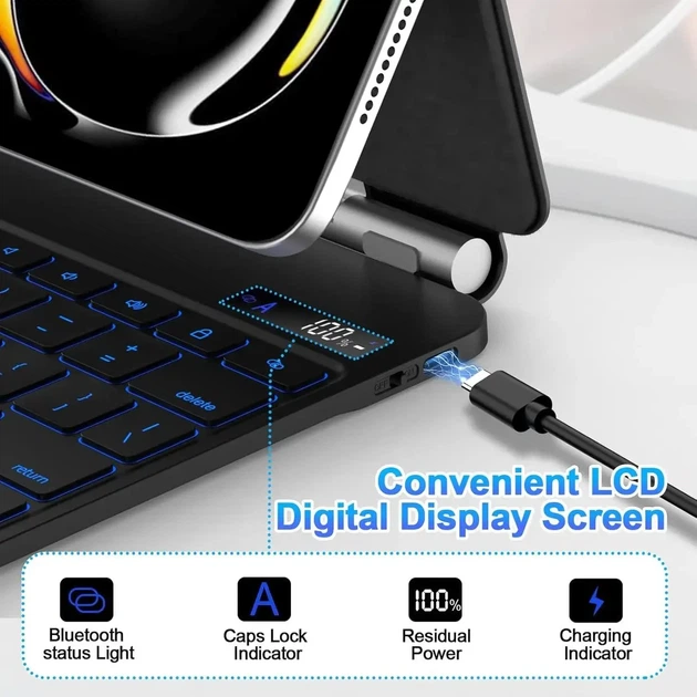 Клавіатура-чохол Bettdow Magnetic Style для iPad Pro 12,9" з трекпадом та RGB підсвічуванням чорна - зображення 3
