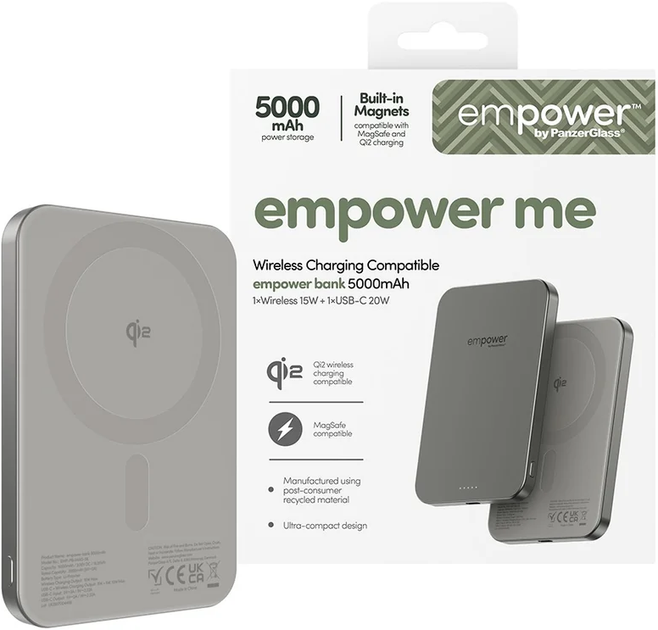 Powerbank PanzerGlass Empower 5000mAh Titanium (5715685028366) - Zdjęcie 2 Powerbank PanzerGlass Empower 5000mAh Titanium (5715685028366) - obraz 2