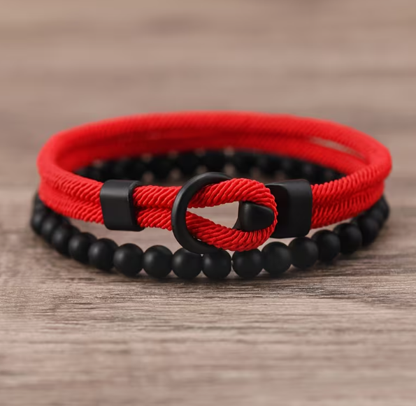 Двошаровий чоловічий браслет Bangle Hook + Beads, браслет на удачу - Фото 3 Двошаровий чоловічий браслет Bangle Hook + Beads, браслет на удачу - изображение 3