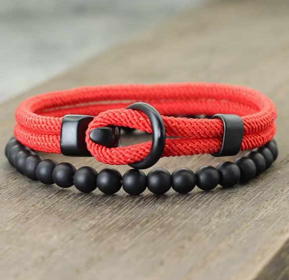 Двошаровий чоловічий браслет Bangle Hook + Beads, браслет на удачу - Фото 8 Двошаровий чоловічий браслет Bangle Hook + Beads, браслет на удачу - изображение 8