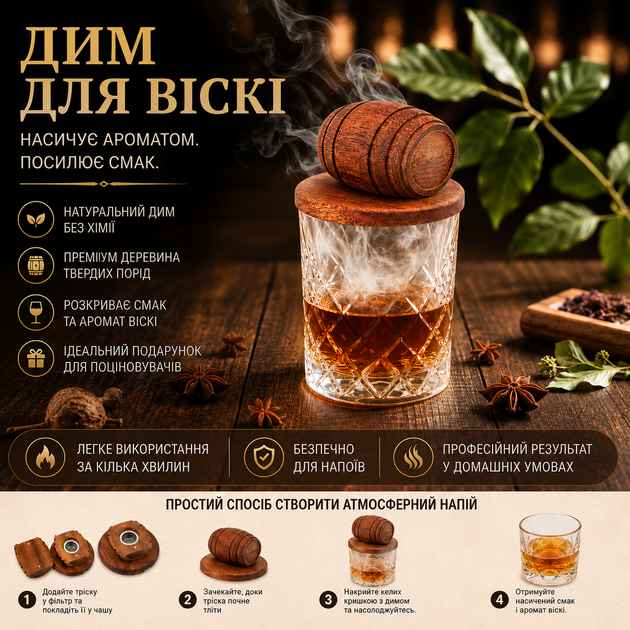 Набор для копчения коктейлей Bartending Premium — 8 видов натуральной щепы, турбо-горелка, мини-бочка для подачи - Фото 2 Набор для копчения коктейлей Bartending Premium — 8 видов натуральной щепы, турбо-горелка, мини-бочка для подачи - изображение 2