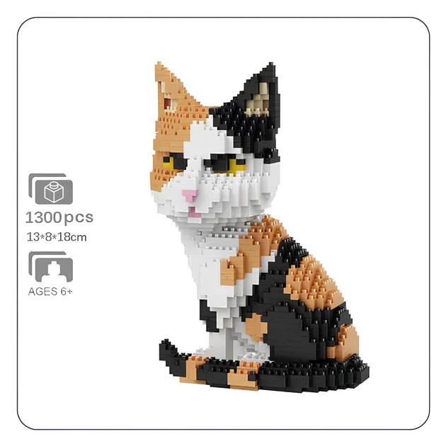 3D Конструктор Трёхцветная кошка 13х8х18 см, 1300 деталей - изображение 7