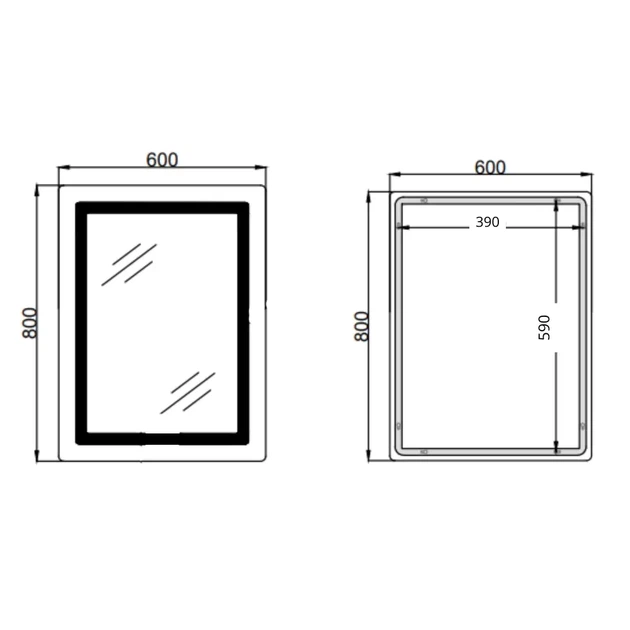 Дзеркало для ванної кімнати Qtap Cardinal CA2 800x600 прямокутне, з фронтальною LED-підствідкою (QT0478C608048453) - зображення 2