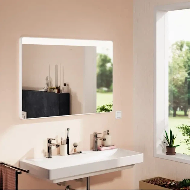 Дзеркало для ванної кімнати Hansgrohe Xarita Lite Q 700x800 прямокутне, з фронтальною LED-підствідкою (54976700) - зображення 6