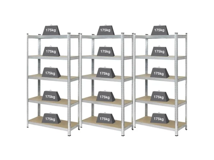 Стелаж металевий Basetech 180 x 90 x 40 см Сріблястий (BT-1897698-3) - зображення 2
