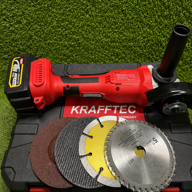 Аккумуляторная болгарка Krafftec Germani GWX 48V-125C угловая шлифмашина 125 мм профессиональная для дома работы ремонта резки и шлифования металла бетона древесины - Фото 5 Аккумуляторная болгарка Krafftec Germani GWX 48V-125C угловая шлифмашина 125 мм профессиональная для дома работы ремонта резки и шлифования металла бетона древесины - изображение 5