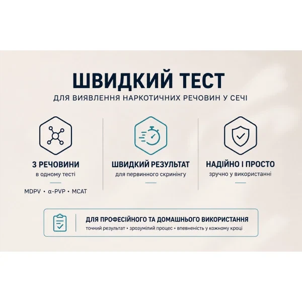 Тест на 3 солі наркотики у сечі No3 (MDPV, α-PVP, MCAT) DRUGFOR - зображення 2