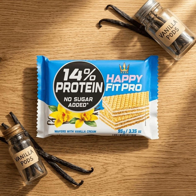 Вафли Flis Happy Fit Pro Vanilla No Sugar Added 95г - изображение 4