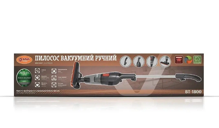 Вертикальний пилосос BITEK BT-1800 дротовий 2в1 з HEPA-фільтром, контейнером 0.5 л для сухого прибирання 4200 Вт Чорний (Е3064) - Фото 8 Вертикальний пилосос BITEK BT-1800 дротовий 2в1 з HEPA-фільтром, контейнером 0.5 л для сухого прибирання 4200 Вт Чорний (Е3064) - зображення 8
