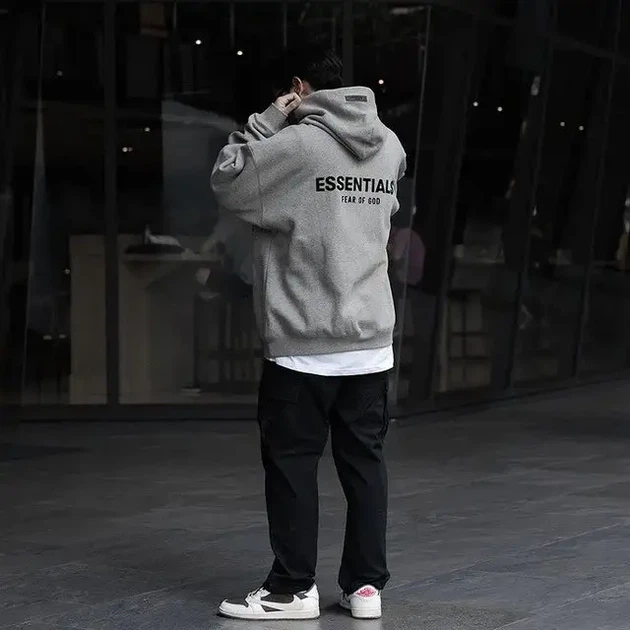 Худи Essentials Fear Of God с логотипами с двух сторон серого цвета (S). - изображение 8