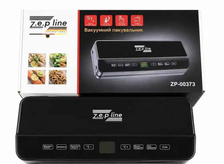 Вакууматор для продуктов Zepline вакуумный упаковщик 200 Вт запайщик пакетов бытовой LED подсветка пищевой герметизатор пищи сенсорный сухих влажных сыпучих продуктов 20 пакетов ролики - изображение 14