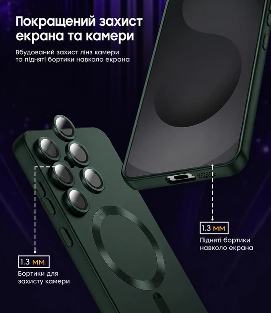 Чохол силіконовий з магнітом протиударний Case with MagSafe для Samsung Galaxy S24 FE (Samsung S24FE) dark green - зображення 3