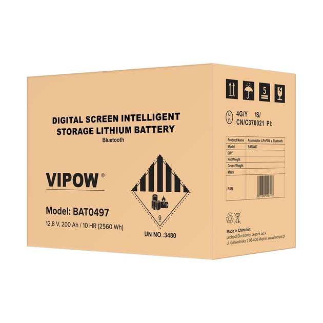 Аккумулятор LiFePO4 12.8V 200Ah с Bluetooth, LCD-дисплеем и интеллектуальной BMS (BAT0497) - изображение 5