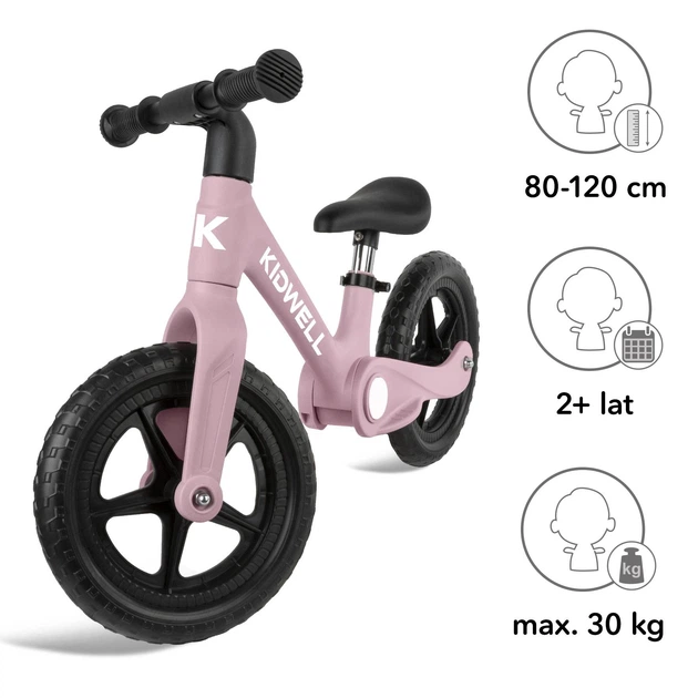 Беговел Kidwell Flex Pink (складной механизм CLICK&FOLD, нейлоновая рама, колеса EVA 29 см, до 30 кг) - изображение 8