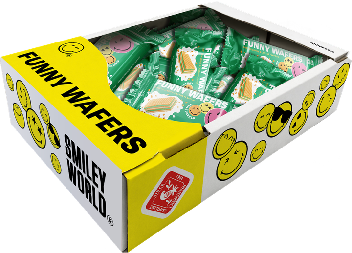 Вафлі з начинкою SmileyWorld FUNNY WAFERS з ароматом солодкої вати та кактусу 400г (214523) - Фото 3 Вафлі з начинкою SmileyWorld FUNNY WAFERS з ароматом солодкої вати та кактусу 400г (214523) - изображение 3