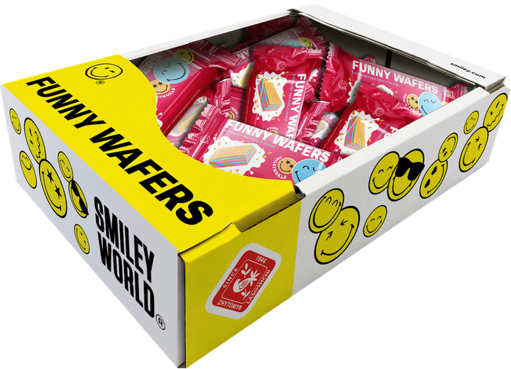Вафлі з начинкою SmileyWorld FUNNY WAFERS з ароматом малини з холодком 400г (214522) - изображение 4