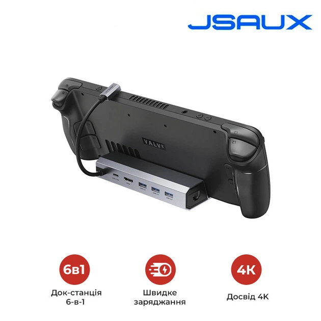 Док-станция 6-в-1 JSAUX HB0603 Чёрный 4K HDMI 100Вт (HB0603) - Фото 1 Док-станция 6-в-1 JSAUX HB0603 Чёрный 4K HDMI 100Вт (HB0603) - изображение 1