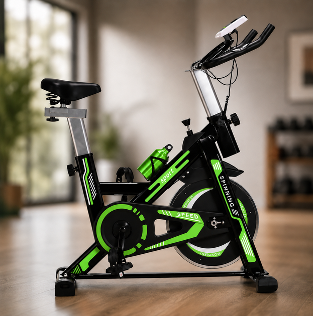Велотренажер Everfit Spin Bike 118 с маховиком Зеленый - изображение 5