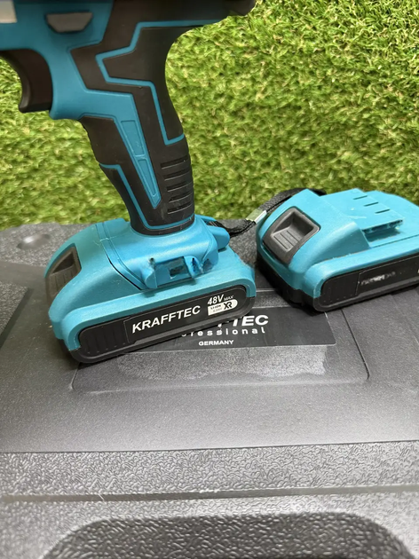 Ударный шуруповерт Krafftec 550 DWE 48V 6Ah 95 Нм, аккумуляторная дрель с 2 АКБ, кейсом и набором инструментов - изображение 7