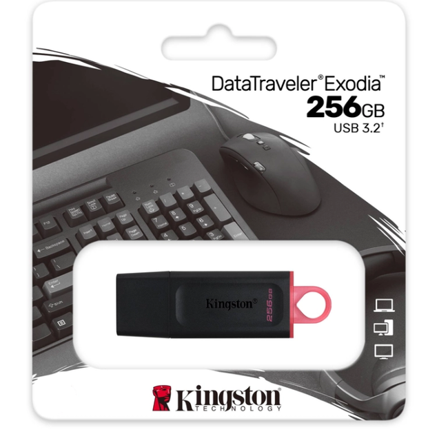Флеш-накопичувач Kingston USB 3.2 DT Exodia 256GB Black/Pink - Фото 4 Флеш-накопичувач Kingston USB 3.2 DT Exodia 256GB Black/Pink - изображение 4