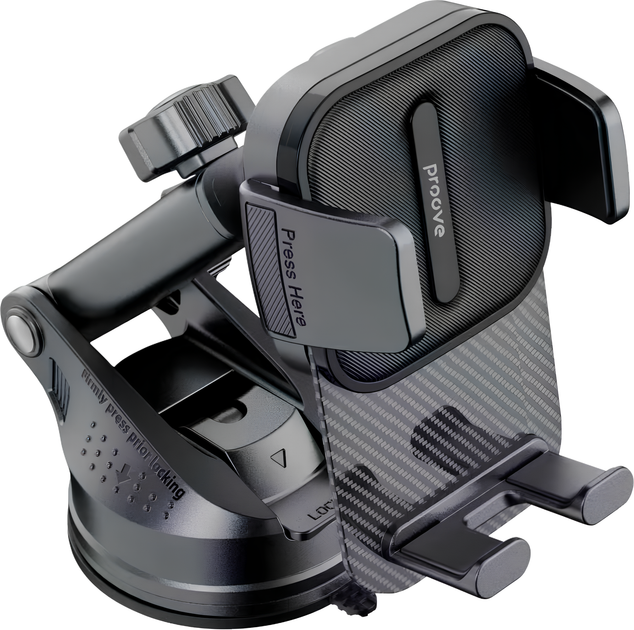 Автотримач для телефону Proove Carbon Clamp Suction Type Car Mount Black (671200001) - зображення 2