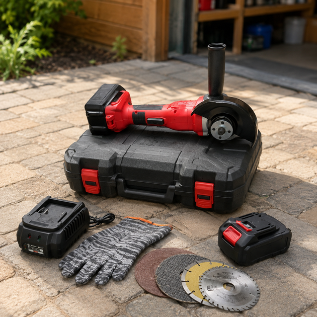 Аккумуляторная болгарка Krafftec Germani GWX 48V-125C Professional 48 В 125 мм с 2 АКБ в кейсе Угловая шлифовальная машина с бесщеточным двигателем Беспроводная УШМ для резки металла - изображение 3