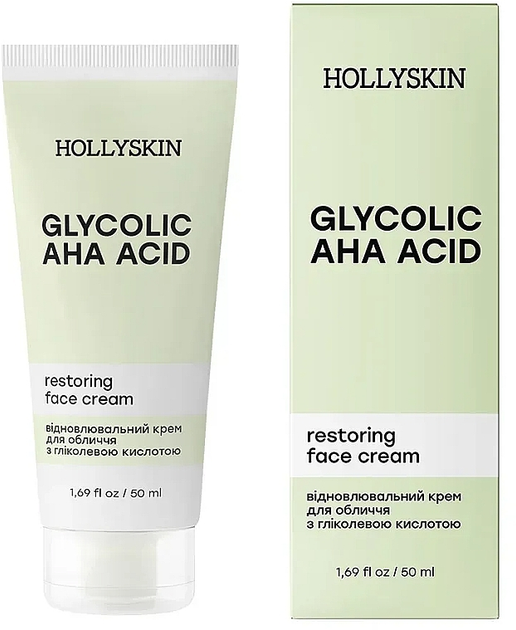 Восстанавливающий крем для лица с гликолевой кислотой Hollyskin Glycolic AHA Acid Face Cream 50 мл - изображение 2