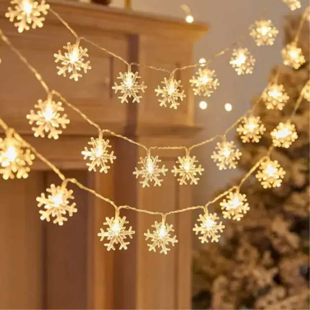 Гірлянда Сніжинки 3 м 20 LED на батарейках для новорічного декору (815302) - Фото 3 Гірлянда Сніжинки 3 м 20 LED на батарейках для новорічного декору (815302) - зображення 3