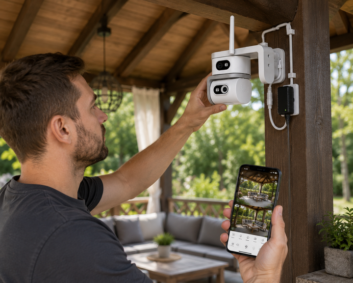 Уличная камера SmartHD Ai08+ 4G / Камера видеонаблюдения V380pro / Поворотная камера с двумя объективами - изображение 2