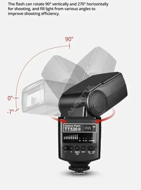 Спалах Godox TT520 II + синхронізатор+ розсіювач+bubble level+ батарейка (для камер Canon, Nikon, Sony, Fuji, Olympus) - зображення 3