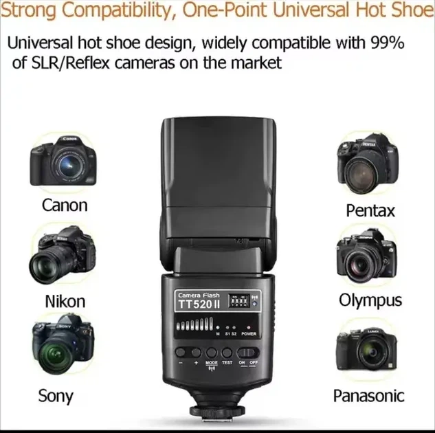 Спалах Godox TT520 II + синхронізатор+ розсіювач+bubble level+ батарейка (для камер Canon, Nikon, Sony, Fuji, Olympus) - зображення 6