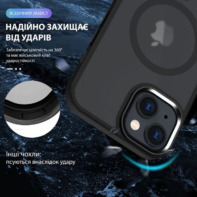 Чохол для iPhone 14 Pro Max WAVE Matte Insane Case with Magnetic Ring Black - зображення 2