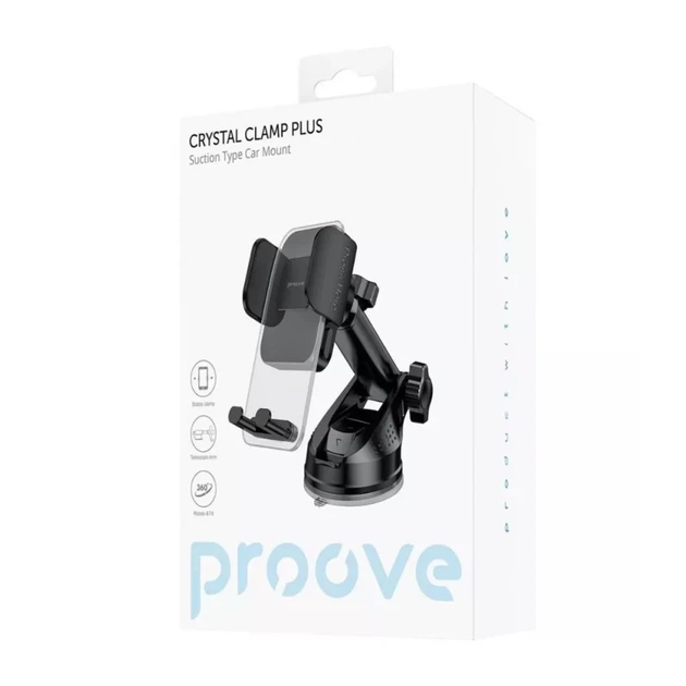 Uchwyt samochodowy Proove Crystal Clamp Plus Suction Type Car Mount Black (6901119349414) - obraz 3