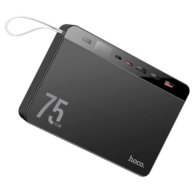 Портативний зарядний пристрій HOCO J94 Overlord 75000 mAh 22.5W PD | QC | LCD Black - Фото 2 Портативний зарядний пристрій HOCO J94 Overlord 75000 mAh 22.5W PD | QC | LCD Black - зображення 2