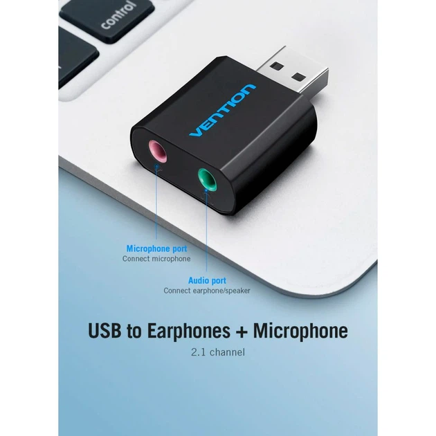 Звуковая плата Vention Audio USB 2х3,5mm jack Metal (VAB-S17-B) - изображение 6