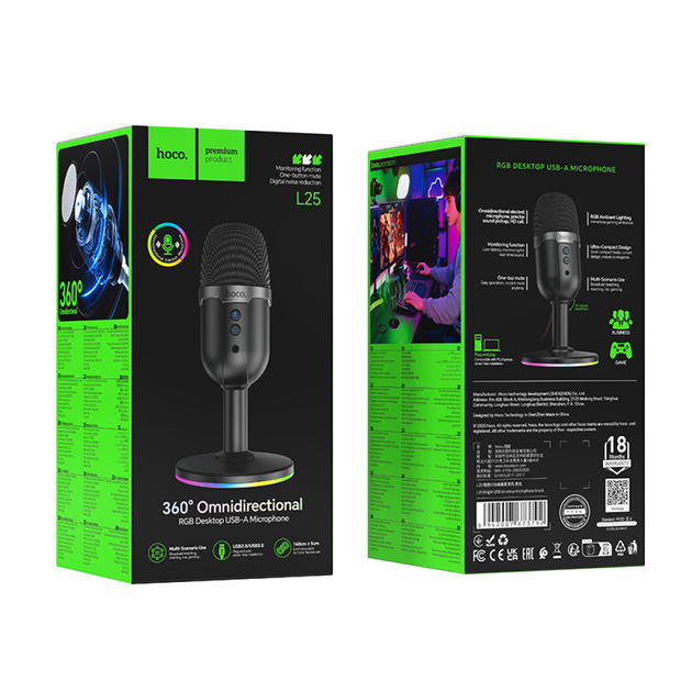 Микрофон Hoco L25 USB с высоким качеством звука для записи и общения - Фото 2 Микрофон Hoco L25 USB с высоким качеством звука для записи и общения - изображение 2