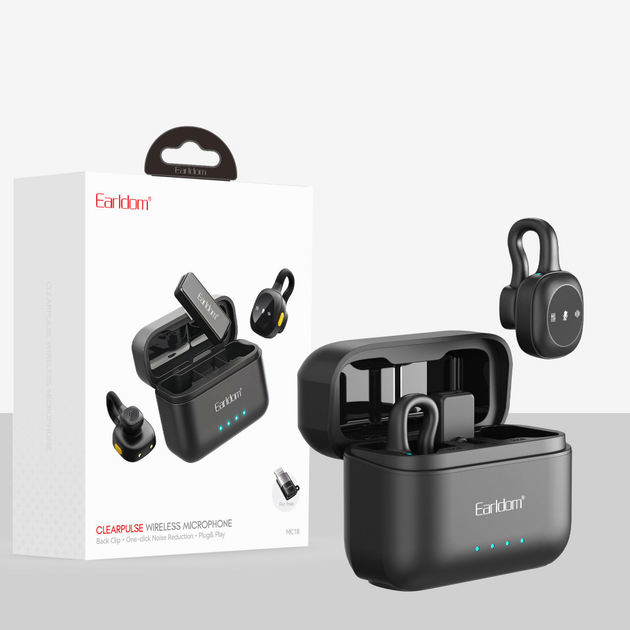 Беспроводной микрофон для телефона с USB зарядкой Earldom ET-MC18 - Фото 3 Беспроводной микрофон для телефона с USB зарядкой Earldom ET-MC18 - изображение 3