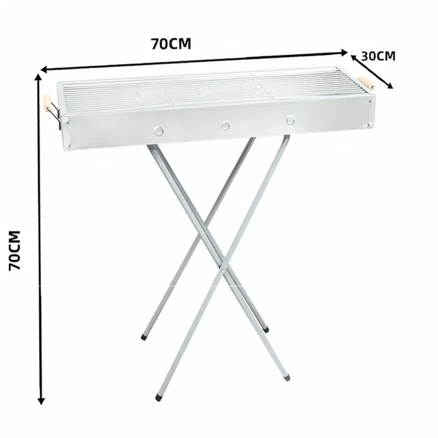 Мангал складной BARBECUE TRAY 770T 70х30х70 см из нержавеющей стали переносной для кемпинга и пикника Серебристый - изображение 8