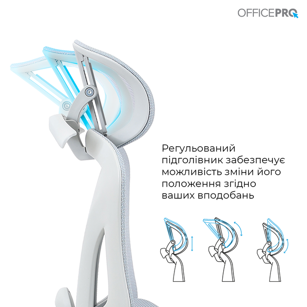 Крісло офісне OfficePro Elite OC950GLB Gray/Light Blue - зображення 15