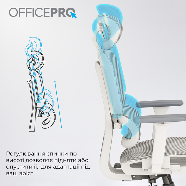 Крісло офісне OfficePro Skyline OC750-W-LG-LG - изображение 11