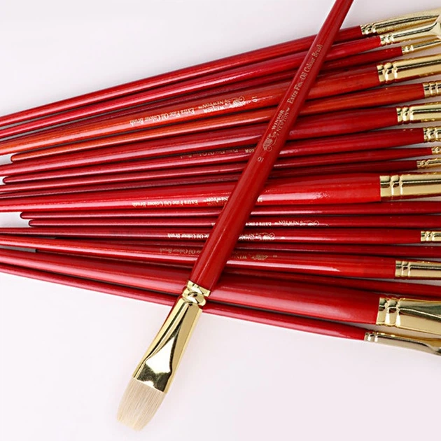 WINSOR&NEWTON [Бренд Фрейда] Кисти для масляной живописи из свиной щетины. Профессиональные кисти для масляной живописи, ручки для контурной графики. Набор из 4 кистей для масляной живописи для опытных художников. - зображення 6