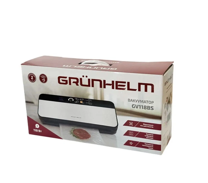 Вакууматор Grunhelm, вакууматор для продуктов, упаковщик продуктов, вакууматор с пакетами, компактный вакууматор - изображение 10