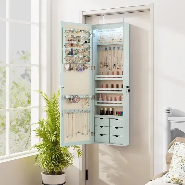 Шкаф для украшений с ящиками с дверцами 36,5×11,5×120 см для хранения - изображение 3