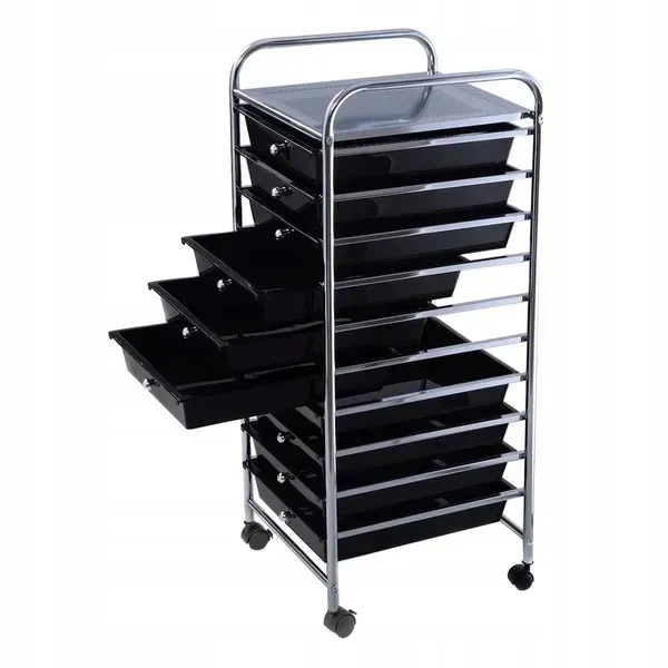 Мобильный органайзер с 10 ящиками, 33×37×86 см, черный Costway - изображение 2