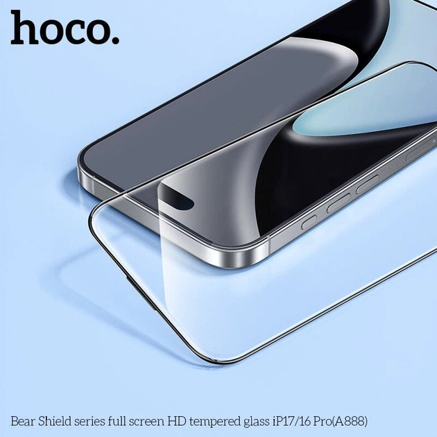 Защитное стекло HOCO A888 Bear Shield HD для Apple iPhone 16 PRO / iPhone 17 6.3" - Фото 10 Защитное стекло HOCO A888 Bear Shield HD для Apple iPhone 16 PRO / iPhone 17 6.3" - изображение 10