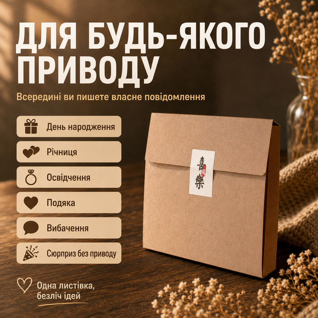 Открытка сгорающая 10,5*10,5 см коричневый, поздравление на праздник, с днем рождения - изображение 2