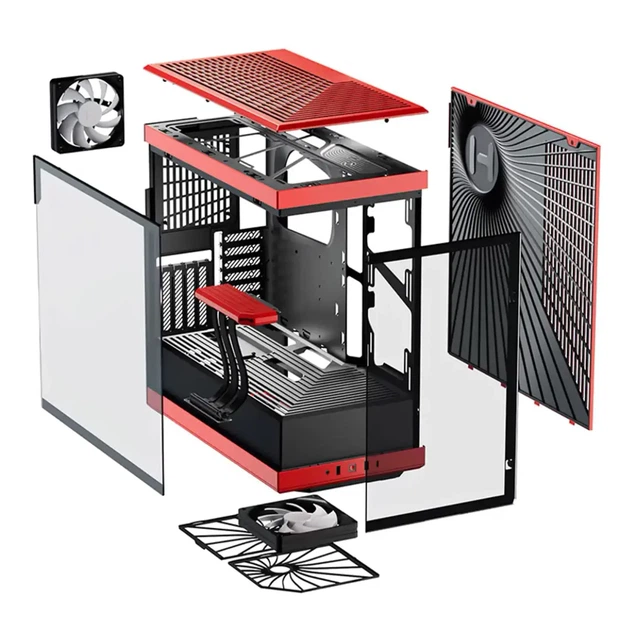 Корпус Hyte Y40 Black-Red, Mid-Tower / ATX, Micro-ATX и Mini-ITX PC Case with PCIE 4.0 cable includ - зображення 7