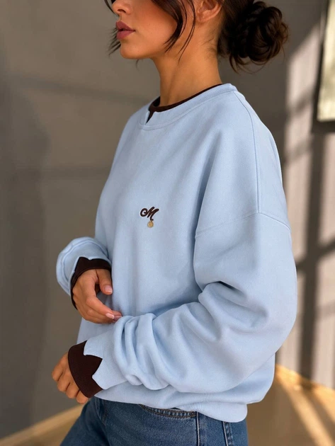 Світшот жіночий Matinee&Fancy 877-52 oversize з подвійним коміром і вишивкою one size блакитний - Фото 7 Світшот жіночий Matinee&Fancy 877-52 oversize з подвійним коміром і вишивкою one size блакитний - зображення 7